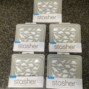 New Pottery Barn Kids plastic-free reusable storage bags - (grey Dino) lot of 5